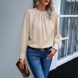 Women's Fall/Winter Chic Elegant Long Sleeve Solid Color Top