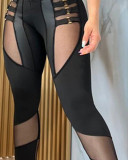 Women Patchwork See Through Pants