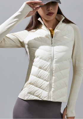 Outdoor Sports Yoga White Goose Padded Down Coat Winter Warm Cotton Padded Short Slim Jacket