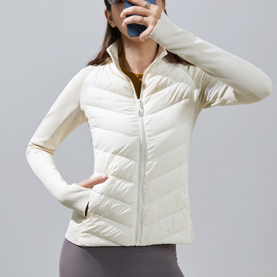 Outdoor Sports Yoga White Goose Padded Down Coat Winter Warm Cotton Padded Short Slim Jacket