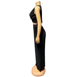 Summer Women's Sleeveless Top Slit Long Skirt Two-Piece Set