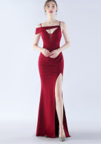 Women Elegant Slit Formal Party Evening Dress