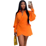 Women Casual Solid Shirt Dress