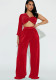 Women autumn sexy one-shoulder long-sleeved Top and trousers two-piece set