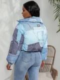 Fashion Women's Coat Denim Pattern Printed Cotton Padded Jackets