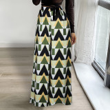 Spring and Autumn Women's Fashionable Loose High Waisted Wide Leg Pants Printed Straight Casual trousers