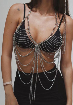Sexy nightclub chain hollow vest