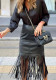 Street Trend Fall/Winter Tassel Patchwork Leather Skirt