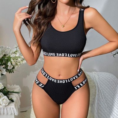 Women lace See-Through sexy lingerie two-piece set