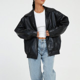 Women Fall pu Leather Jacket