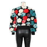 Women Fall and Winter Retro Flower Crop Jacket