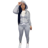 Women Sports Casual Solid Hoodies and Pant Two-piece Set