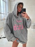 Women American Street Loose Pocket Letter Print Hoodies