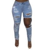 Women Style Ripped Stretch Denim Pants