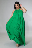 Plus Size Sexy Sleeveless Solid Color Bohemian Long Swing Dress