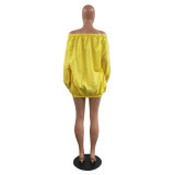 Plus Size Solid Color Off Shoulder Lantern Loose Women's Dress