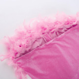 Strapless Feather Sexy Fashionable Bodycon Dress