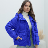 Down Jacket Women's Winter Bright Color Stand Collar Cotton Padded Coat