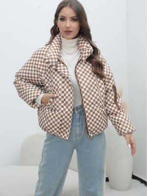 Plaid Plus Size Women's Coat Warm Down Jacket Cotton Padded Coat