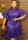 Plus Size African Women Pressed Beading Bell Bottom Sleeve Dress