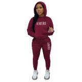 Women autumn and winter fleece Hoodies and trousers Casual sports two-piece set