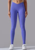 Women Seamless Knitting Breathable Solid Crossover Yoga Pants