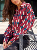 Loose Fit Shirt Spring And Autumn Digital Printed Comfortable Casual Long Sleeve Shirt For Women