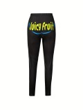 Casual Tight Fitting Letter Printed Trousers Yoga Pants