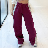 Women Autumn and Winter Casual Contrast Color Loose Sweatpants