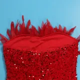 Sexy Feather Sequin Strapless Tight Fitting Slim Bodycon Dress