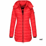 Slim Hooded Zipper Cotton Padded Down Jacket For Women