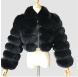 Long Sleeve Turndown Collar Faux Fur Women's Jacket