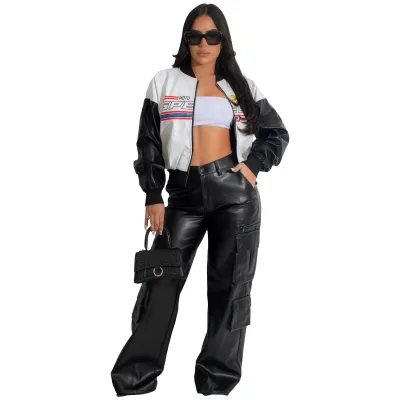 Leather Printed Jacket Coat Couple Retro Hip-Hop Loose Baseball Jerseys