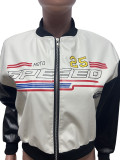 Leather Printed Jacket Coat Couple Retro Hip-Hop Loose Baseball Jerseys