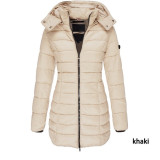 Slim Hooded Zipper Cotton Padded Down Jacket For Women