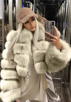 Long Sleeve Turndown Collar Faux Fur Women's Jacket