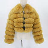 Long Sleeve Turndown Collar Faux Fur Women's Jacket