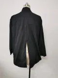 Women Solid Style Long Sleeve Back Slit Loose Shirt