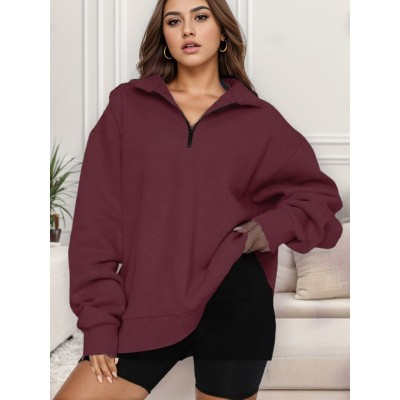 Women Casual Zipper Long Sleeve Sports Top