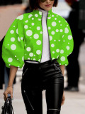 Women Polka Dot Print Crop Jacket