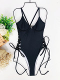 Women Sexy Bikini Solid Suspender Swimwear