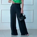 Women Casual Thin Solid Loose Pleated Wide Leg Pants