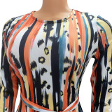 Women Sexy Long Sleeve Printed Dress