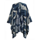 Women jacquard cape camouflage slit shawl