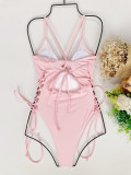 Women Sexy Bikini Solid Suspender Swimwear