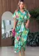 Women Loose Printed Strappy Irregular Button Shirt Casual Dress