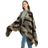 Women jacquard cape camouflage slit shawl