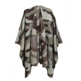 Women jacquard cape camouflage slit shawl