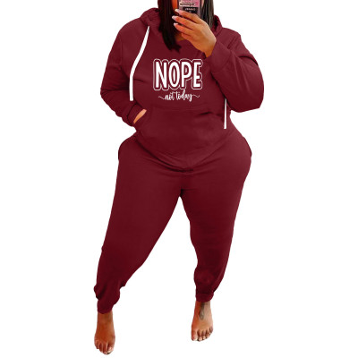 Plus Size Women's Sports Hoodies Casual Two-Piece Tracksuit Set