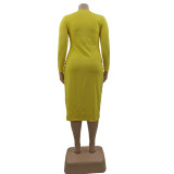 Plus Size Women's Sexy Style Crossover Long Sleeve Dress